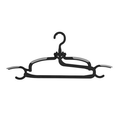 China New Mutil-functional Plastic Portable Anti-skid Folding Hanger Travel Space Saving Non Slip Clothes Hanger for Kids and Adults for sale