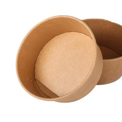 China Disposable High Quality Biodegradable Round 14oz Paper Food Salad Soup Bowl With Lid for sale