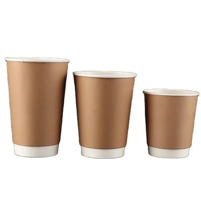 China Wholesale Disposable Double Wall 12oz Cheap Drinkware Drinking Kraft Paper Coffee Bulk Paper Cup For Home Use for sale