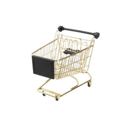 China Eco-Friendly Mini Supermarket Shopping Cart Toy Mini Shopping Cart Metal Model Handwork Home Gifts for sale