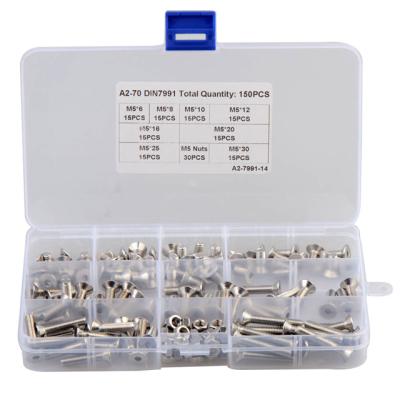 China HEX 150pcs M5 is specially supplied for Countersunk 304 Stainless Steel Hexagon Screw and Nut Combination Head Box for sale