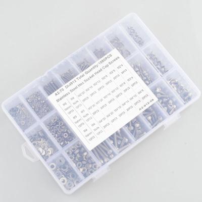 China HEX 1080pcs M2/3/4 Stainless Steel 304 Hex Socket Bolt Nut Gasket Combination Flat Set for sale