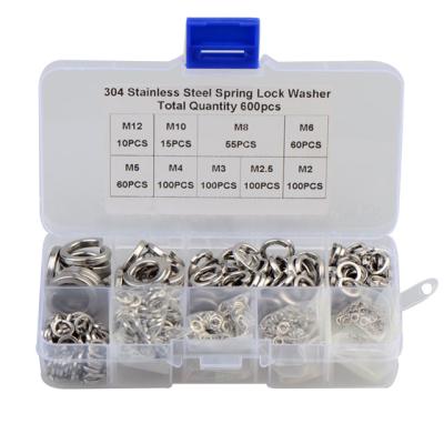 China 600pcs M2-M12 Stainless Steel Spring Loaded Washer 304 DIN127 Split Border Pack for sale