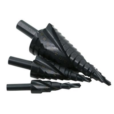 China Export Multi-Function Metal Groove Drill 4-32mm Step Drill High Speed ​​Steel Spiral Nitrogen Containing Step Drill 3 Piece Set for sale