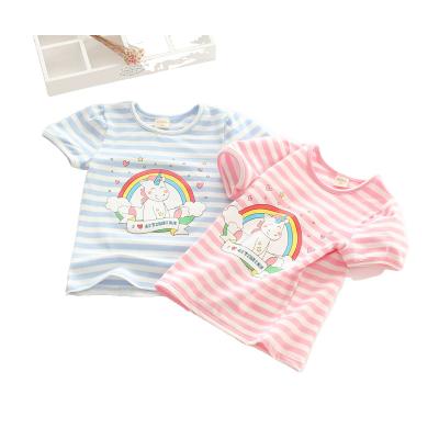 China Fashion Summer New Children's Baby Girls Design Breathable Korean Pure Sleeve Bubble Cotton Short Sleeve T-shirt for sale