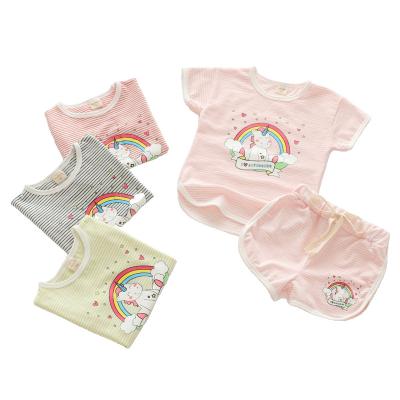 China Other girl summer fashion rainbow pony copy set dress baby children fashion summer girls new striped suit for sale