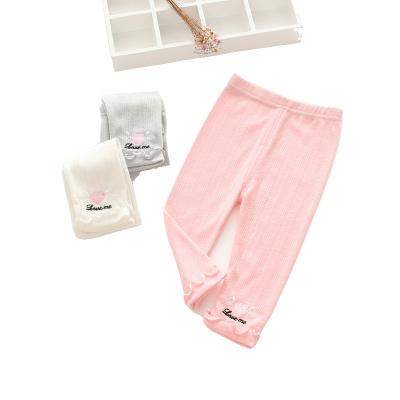 China Summer Sweetie Breathable Like Cute Girls Embroidered Cropped Pants Summer Girls Cotton Gaiters for sale