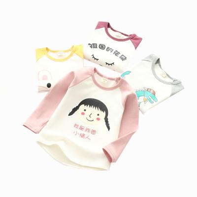 China Children's Breathable Clothes With T-shirt Autumn Shoulder Sleeves Children's Long Sleeve Upper Western Girls' Low Shirt for sale