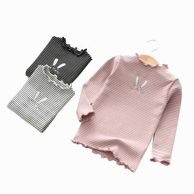 China Baby T-shirt spring children's autumn and autumn cartoon fashion long-sleeved cute striped girls top breathable bottom clothing for sale