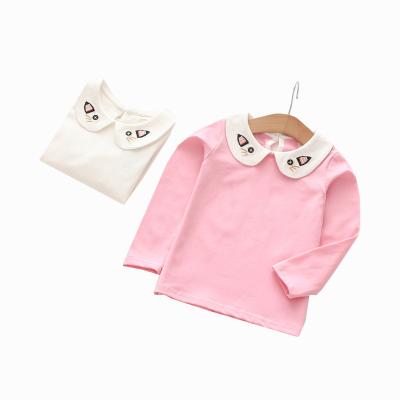 China Girls shirt 2023 autumn new style foreign baby white upper children's cotton princess doll collar base breathable shirt for sale