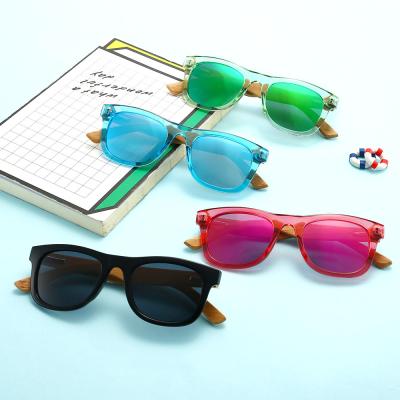 China Fashion sunglasses 2021 wholesale children's colorful wooden bamboo children's sunglasses custom logo boys sunglass for sale