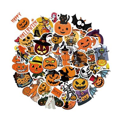 China Safe Personalized Waterproof Decoration Pumpkin Suitcase Party Custom Die Cut Label Stickers Halloween for sale