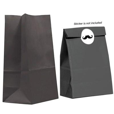 China Recyclable Custom Brown Craft Promotion Gift Food Packaging Square Bottom Black Bakery Kraft Paper Bag for sale