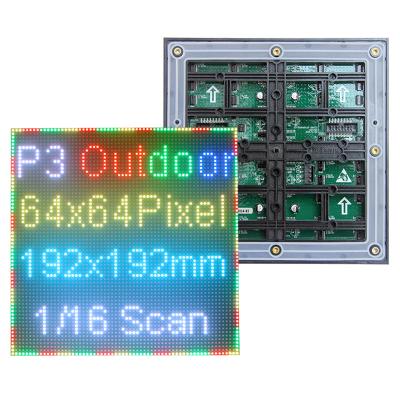 China P3 LED Screen Panel Module 192*192mm Outdoor Full Color Scan 64*64pixels 1/16 SMD RGB P3 LED Display Panel Module for sale