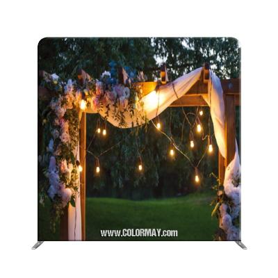 China Advertising New Design Straight Tension Fabric Portable Full Color Backdrop Rack To Wedding Backdrop Rack for sale