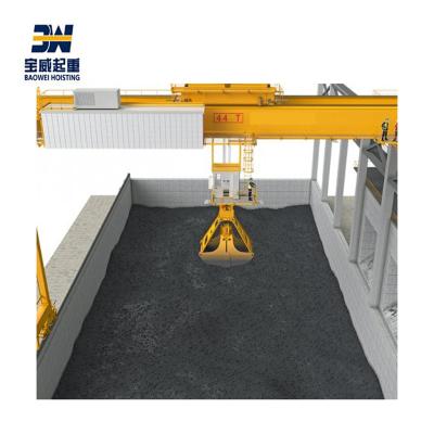 China Bridge Crane Double Girder Overhead Crane With 45T Grab Used For Garbage Incineration Power Generation To Grab Waste for sale