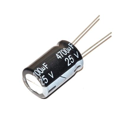 China 16mm x 25mm 4700uf 25v Aluminum Electrolytic Capacitor Size Voltage Manufacturers for sale