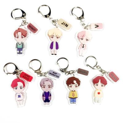 China RM JIMIN JIN Supplier Custom Hard Enamel Key Chain J-HOPE JUNG KOOK SUGA V Key Chain Kpop BTS Star Acrylic Skeychain for sale