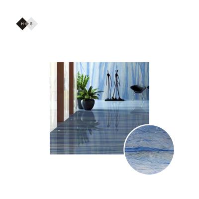 China Modern Huashow Natural Azul Blue Marble Marmo Stone material for exterior and interior decoration floor tile for interior for sale