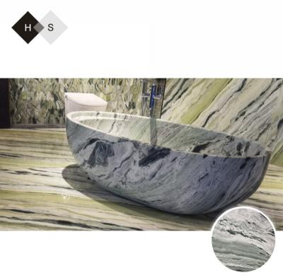 China Single Skirt Huashow Marmo Dream Green Marble Green Bathroom Sinks Bath Tub And Shower bathroom interior design for sale