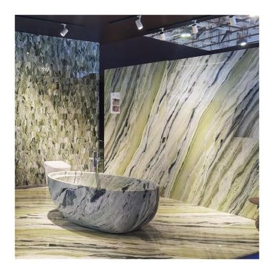 China Single Skirt Factory Direct Supply Kitchen Slab Coffee Tabletop Marble Flooring Border Designs Dreaming Green Marble for sale