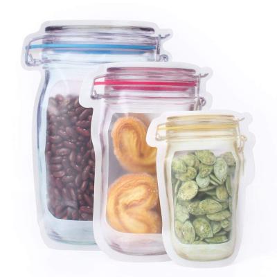 China Mason Jar Zipper Bag Self Moisture Proof Sealing Matte Mason Jar Zipper Stand Up Jar Shape Bag For Food Storage for sale