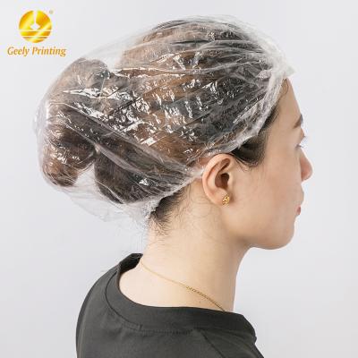 China Geely Disposable Recyclable PE Cap Hotel Bath Shower Cap Shower Cap Waterproof Clear Disposable Hair Dye Disposable Hat for sale