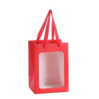 China Exquisite Biodegradable Transparent Multicolor Romantic Gift Bag Handle Open Window Bag Handle Various Sizes Available for sale