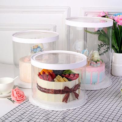 China 2020 New Design Recyclable Clear Lid Around Cake Box Flower Transparent Total Clear Gift Storage Box for sale