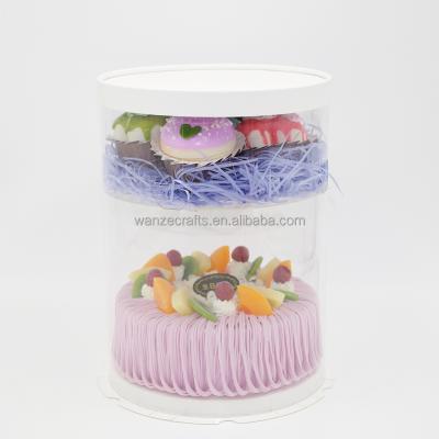 China New Arrival Double-Layer Round Disposable Clear Plastic Cake&Flower Box Special Box With Mezzanine For Gift Flower Pastry Baking Candy for sale