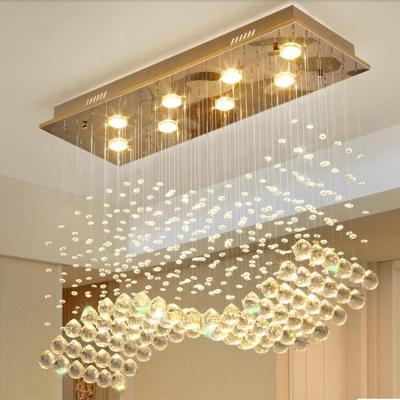 China 2021 Modern High Quality Luxury Lighting Rectangular Dining Table K9 Crystal Raindrop Lighting Fixture Modern Home Chandelier Pendant for sale