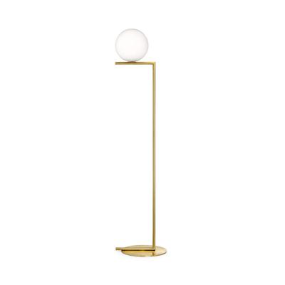 China Modern simple gold floor lamp classic glass shade for living room, round ball floor lamp for sale