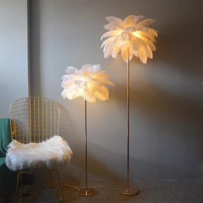 China Ignition Works New Designer Ostrich Feather Luxury Antique Brass Floor Lamp Nordic Classic Home Tree Floor Lamp For Living Room for sale