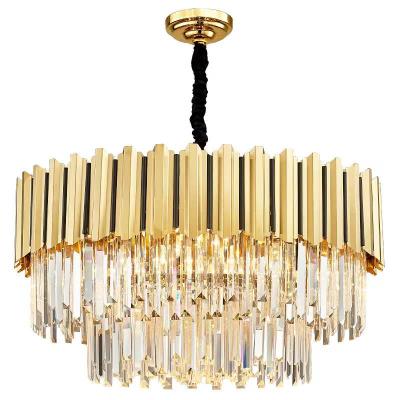 China Wholesale Customization Stainless Steel Luxury Gold Ceiling Lamp Modern Crystal Chandelier For Living Room Size Adjustable for sale