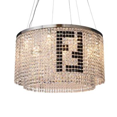 China Customized Iron Modern Large Crystal Pendant Light Hanging Luxury K9 Modern Crystal Hotel Project Chandelier for sale