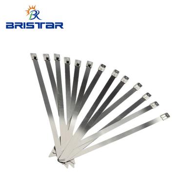 China Stainless Steel SUS304 BRISTAR PVC coated PV stainless steel cable ties solar panel plastic black metal zip tie for sale