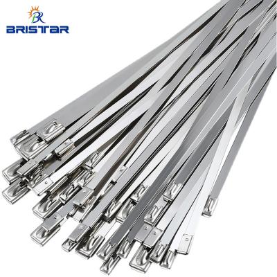 China BRISTAR Stainless Steel Metal Ball Lock Cable Zip Ties 300mm Stainless steel zip ties for sale