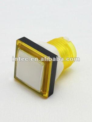 China 33mm Arcade Push Button Switch Square Yellow Plastic Electric Push Button Switch Momentary With LED Light TC9176 for sale