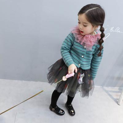 China Manufacturer anti-shrink fall knit kids long sleeve outwear girl sweater slim comfortable breathable soft cardigan with pearl button for sale