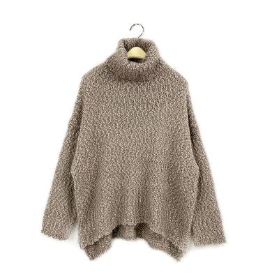 China Soft Sale Turtle Neck Drop Shoulder Top Poncho Anti-Shrink Warm Sweater Knitted Long Sleeve Women Sweater for sale