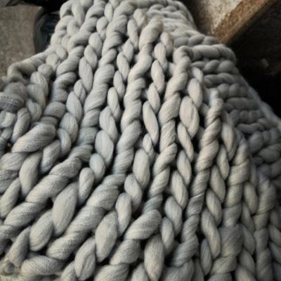 China Wholesale Handmade Acrylic Cable Knitted Anti-pilling Wool Throw Blanket 100 Blanket For Home Decoration for sale