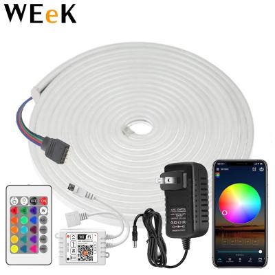 China WiFi RGB LED Neon Lamp Remote Control Flexible Strip Light Waterproof 12V Rope 12V Strip 6*12mm Outdoor Home Decoration for sale