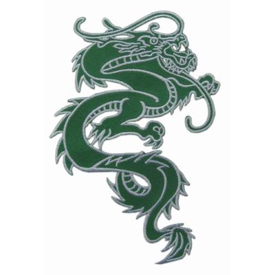 China Sustainable IRON ON WHITE GREEN WHITE CHINESE PATCH FIRE DRAGON TATTOO EMBROIDERED SEW APPLIQUE for sale