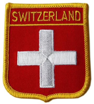 China Sustainable SWITZERLAND SWITZERLAND EMBROIDERED WORLD FLAG EMBLEM SHIELD PATCH for sale