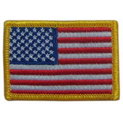 China AMERICAN FLAG GOLD Border-Iron On Embroidered Applique / Patriotic Patch Viable for sale