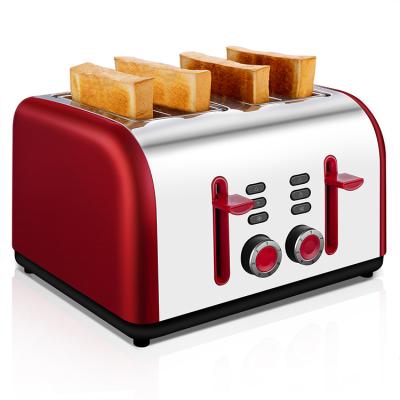 China Fashionable Electric 4 Slice Bread Toaster Oven Stainless Steel 1400W Red Black Blue Color Home Car Use for sale