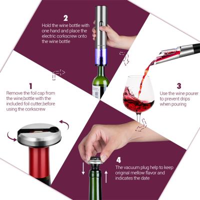 China Rechargeable Opener Viable Corkscrew Electric Set Wine Opener Set Bartender Kit for sale