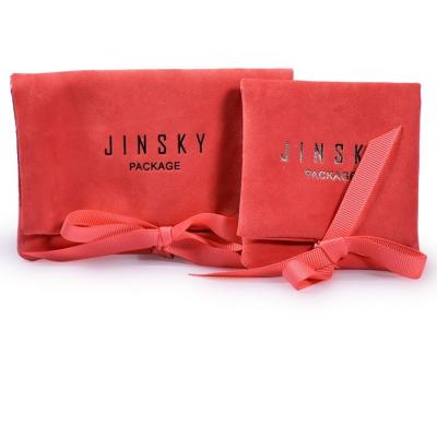 China Custom Storage JINSKY Drawstring Wrap Suede Jewelry Pouch With Ribbon for sale