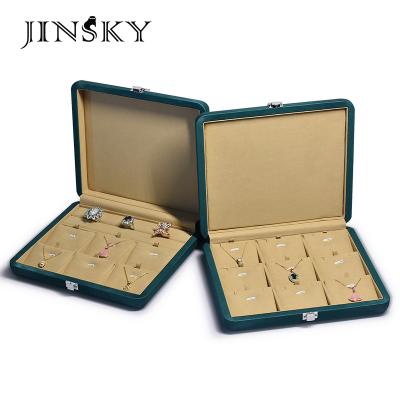 China JINSKY Eco-friendly Luxury Jewelry Box Fiber Leather Jewelry Storage Micro Ring Pendant Box Organizer for sale