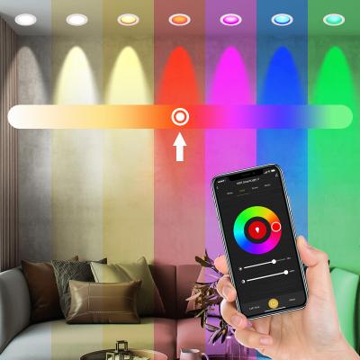 China APP control Smart led downlight RGB led downlight 100mm slim cutout 9w smart APP control anti-glare downlight for sale